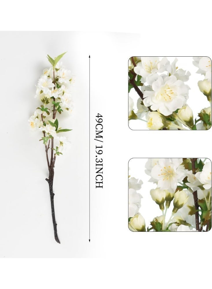 CLENEA شرائح الكرز 3PCS، شقرات الكرز الاصطناعي، شقرات الكرز الاصطناعي التقاط، شقرات الحرير الزائفة لتزيين طاولة العشاء للاحتفالات الزفاف المنزلية (أبيض) - Image 2